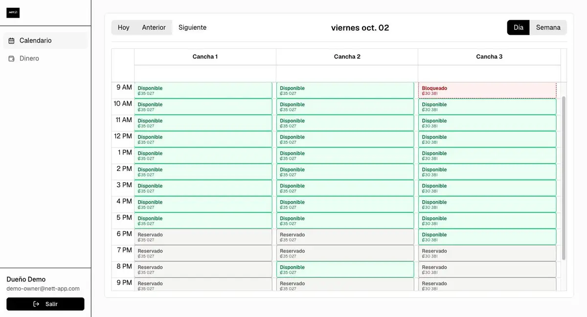 Animación: el calendario de canchas de un complejo